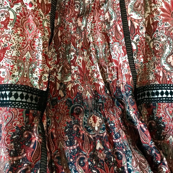 ADELYN RAE Paisley Printed Dress w/Crochet Trim M - Picture 4 of 7